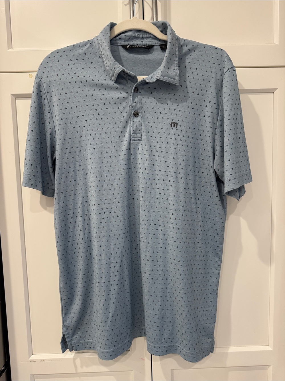 TravisMathew Light Blue Micro-Print Polo